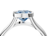 Silver Bezel Set Fancy Blue Cushion  Solitaire Diamond Ring with Smooth Band 4