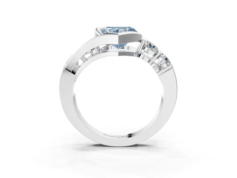 Silver Bezel Set Fancy Blue Heart Cut Diamond Split Shank Ring_34