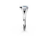 Silver Bezel Set Fancy Blue Heart  Cut Solitaire Ring with Tapered Band 2
