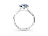 Silver Bezel Set Fancy Blue Heart  Cut Solitaire Ring with Tapered Band 3