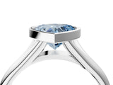 Silver Bezel Set Fancy Blue Heart  Solitaire Diamond Ring with Smooth Band 5