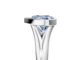 Silver Bezel Set Fancy Blue Heart  Solitaire Diamond Ring with Smooth Band