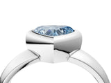 Silver Bezel Set Fancy Blue Heart  Solitaire Ring with Wide Band 4