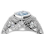 Silver Bezel Set Fancy Blue Marquise Cut Diamond Milgrain Band Ring_10