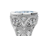 Silver Bezel Set Fancy Blue Marquise Cut Diamond Milgrain Band Ring_11