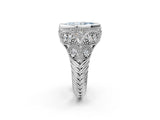 Silver Bezel Set Fancy Blue Marquise Cut Diamond Milgrain Band Ring_8