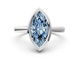 Silver Bezel Set Fancy Blue Marquise Cut Solitaire Engagement Ring with Classic Band_6
