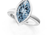 Silver Bezel Set Fancy Blue Marquise Cut Solitaire Engagement Ring with Classic Band_7