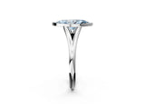 Silver Bezel Set Fancy Blue Marquise  Cut Solitaire Ring with Tapered Band 3