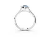 Silver Bezel Set Fancy Blue Marquise  Cut Solitaire Ring with Tapered Band 4