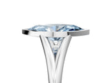 Silver Bezel Set Fancy Blue Marquise  Cut Solitaire Ring with Tapered Band