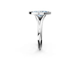 Silver Bezel Set Fancy Blue Marquise  Solitaire Diamond Ring with Smooth Band 3