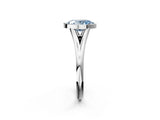Silver Bezel Set Fancy Blue Oval  Cut Solitaire Ring with Tapered Band 2