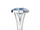 Silver Bezel Set Fancy Blue Oval  Cut Solitaire Ring with Tapered Band 5