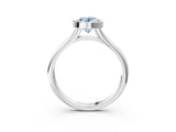 Silver Bezel Set Fancy Blue Oval  Solitaire Diamond Ring with Smooth Band 4