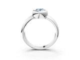 Silver Bezel Set Fancy Blue Oval  Solitaire Ring with Wide Band 4