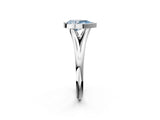 Silver Bezel Set Fancy Blue Pear  Cut Solitaire Ring with Tapered Band 2
