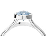 Silver Bezel Set Fancy Blue Pear  Cut Solitaire Ring with Tapered Band 4