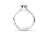 Silver Bezel Set Fancy Blue Pear  Solitaire Diamond Ring with Smooth Band 4
