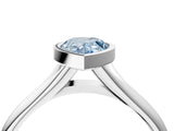 Silver Bezel Set Fancy Blue Pear  Solitaire Diamond Ring with Smooth Band 5