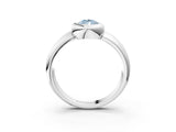 Silver Bezel Set Fancy Blue Pear  Solitaire Ring with Wide Band 4