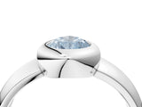 Silver Bezel Set Fancy Blue Pear  Solitaire Ring with Wide Band 5