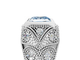 Silver Bezel Set Fancy Blue Princess Cut Diamond Milgrain Band Ring_11