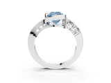 Silver Bezel Set Fancy Blue Princess Cut Diamond Split Shank Ring_10