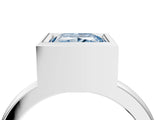 Silver Bezel Set Fancy Blue Princess Cut Solitaire Engagement Ring with Classic Band_10
