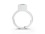 Silver Bezel Set Fancy Blue Princess Cut Solitaire Engagement Ring with Classic Band_9