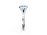 Silver Bezel Set Fancy Blue Radiant  Cut Solitaire Ring with Tapered Band 2
