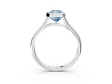 Silver Bezel Set Fancy Blue Radiant  Cut Solitaire Ring with Tapered Band 3