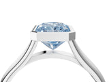 Silver Bezel Set Fancy Blue Radiant  Cut Solitaire Ring with Tapered Band 4