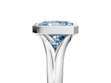 Silver Bezel Set Fancy Blue Radiant  Solitaire Diamond Ring with Smooth Band
