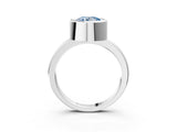 Silver Bezel Set Fancy Blue Round Cut Solitaire Engagement Ring with Classic Band_9