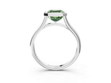 Silver Bezel Set Fancy Green Asscher  Cut Solitaire Ring with Tapered Band 3
