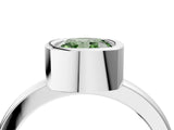 Silver Bezel Set Fancy Green Cushion Cut Solitaire Engagement Ring with Classic Band_10