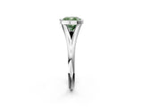 Silver Bezel Set Fancy Green Cushion  Cut Solitaire Ring with Tapered Band 3