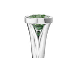 Silver Bezel Set Fancy Green Cushion  Solitaire Diamond Ring with Smooth Band 5
