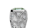 Silver Bezel Set Fancy Green Emerald Cut Diamond Milgrain Band Ring_17