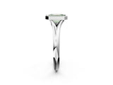 Silver Bezel Set Fancy Green Emerald  Solitaire Diamond Ring with Smooth Band 2