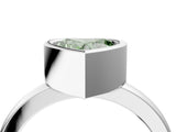 Silver Bezel Set Fancy Green Heart Cut Solitaire Engagement Ring with Classic Band_10