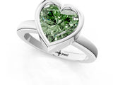 Silver Bezel Set Fancy Green Heart Cut Solitaire Engagement Ring with Classic Band_7