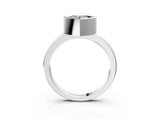 Silver Bezel Set Fancy Green Heart Cut Solitaire Engagement Ring with Classic Band_9