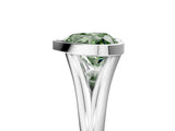 Silver Bezel Set Fancy Green Heart  Cut Solitaire Ring with Tapered Band 5