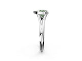 Silver Bezel Set Fancy Green Heart  Solitaire Diamond Ring with Smooth Band 3