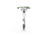 Silver Bezel Set Fancy Green Marquise  Cut Solitaire Ring with Tapered Band 2
