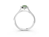 Silver Bezel Set Fancy Green Marquise  Cut Solitaire Ring with Tapered Band 3