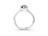 Silver Bezel Set Fancy Green Marquise  Solitaire Diamond Ring with Smooth Band 4