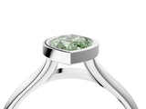 Silver Bezel Set Fancy Green Marquise  Solitaire Diamond Ring with Smooth Band 5